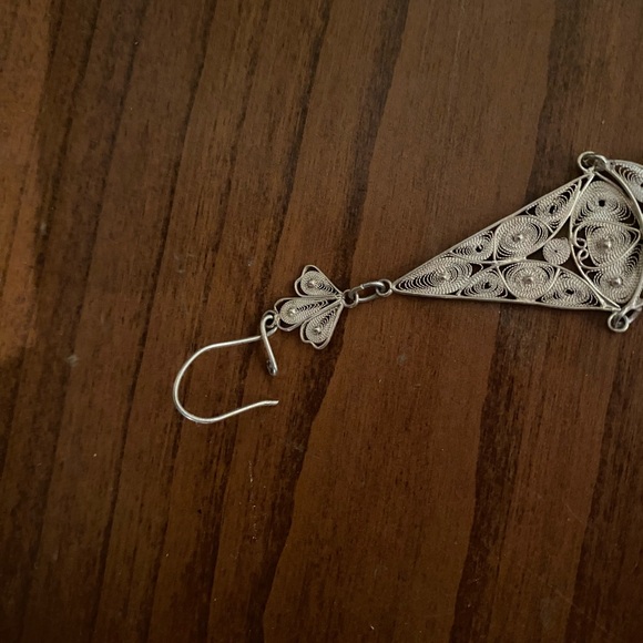 Intricate Vintage Turkish Sterling Silver Earrings - Picture 6 of 7